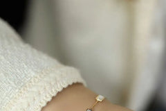 925 Sterling Silver Rectangle Station Chain Bracelet