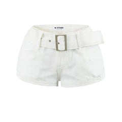 Belt Waist Denim Hot Pants