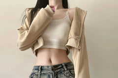 Mid Rise Washed Denim Hot Pants