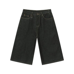 Mid Rise Plain Wide Leg Jorts