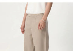 Mid Rise Plain Loose Fit Dress Pants