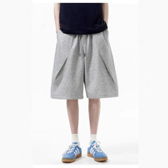 Drawstring Waist Plain Panel Sweat Shorts