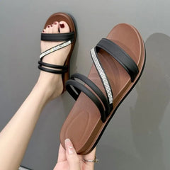 Platform Rhinestone Slide Sandals