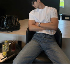 Plain Short-Sleeve Slim T-Shirt