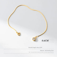 925 Sterling Silver CZ Snakebone Bracelet (Various Designs)