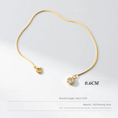 925 Sterling Silver CZ Snakebone Bracelet (Various Designs)
