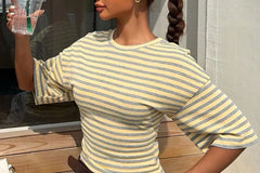 Short Sleeve Striped Slim-Fit Crop T-Shirt