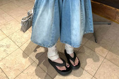 Low Rise Washed Studded Denim Capri Culottes