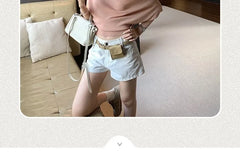 Batwing-Sleeve Off-Shoulder Plain Crop Top