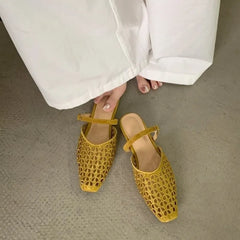 Square Toe Cutout Mary Jane Mules