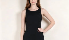 Sleeveless Crew Neck Plain Slim-Fit Capri Jumpsuit