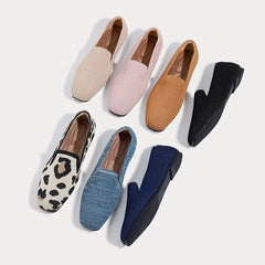 Square Toe Knit Flats