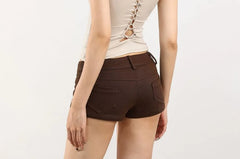 Short Sleeve Crew Neck Plain Cutout Back T-Shirt