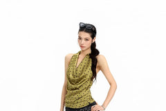 Halter Cowl Neck Polka Dot Top