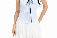 Bow Ruffle Button Camisole Top