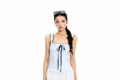 Bow Ruffle Button Camisole Top