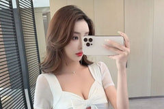 Short Sleeve Square Neck Two Tone Bow Detail Ruched Mini Bodycon Dress
