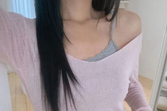 Long-Sleeve V-Neck Plain T-Shirt