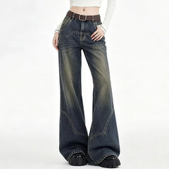 Low Waist Washed Flared Jeans