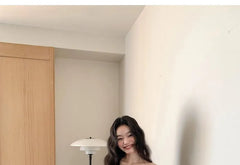 Short-Sleeve Off Shoulder Plain Mini A-Line Dress