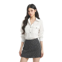 Long-Sleeve Pocketed Plain Shirt