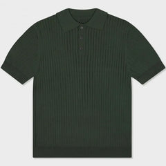 Short-Sleeve Collar Plain Ribbed T-Shirt