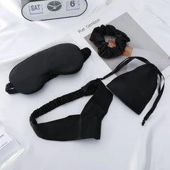 Set:  Plain Sleeping Eye Mask + Headband + Scrunchie + Drawstring Bag