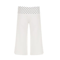 Low Waist Polka Dot Panel Boot-Cut Capri Pants