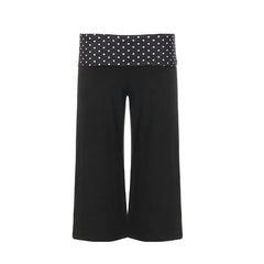 Low Waist Polka Dot Panel Boot-Cut Capri Pants