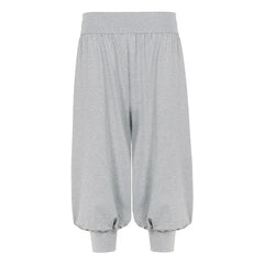 High Waist Plain Loose-Fit Capri Pants