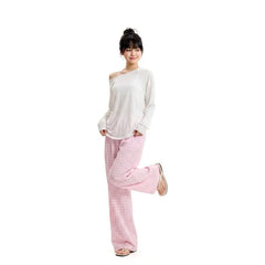 Long-Sleeve Off-Shoulder Plain Sheer T-Shirt