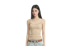 Plain Lace Trim Slim Fit Crop Camisole Top