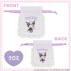 Sanrio Gingham Check Mini Drawstring Pouch Kuromi