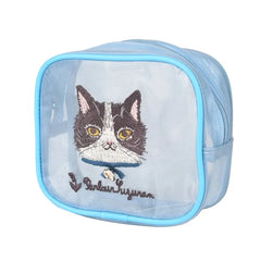 Parlor Suzurando Cat Mesh Makeup Pouch Blue