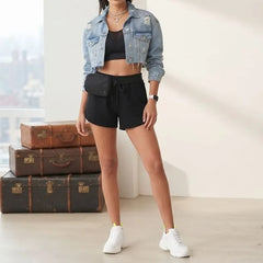 High Waist Plain Wide-Leg Shorts