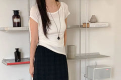 High Waist Plain Maxi A-Line Skirt