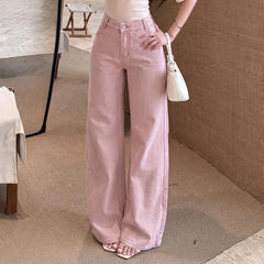 High Waist Washed Wide Leg Jeans