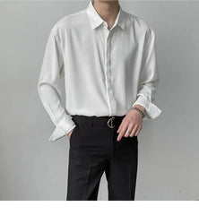 Long-Sleeve Button-Up Plain Shirt