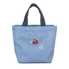 Cat Nekomaruke Osaka Trip Mini Canvas Tote Bag Light Blue