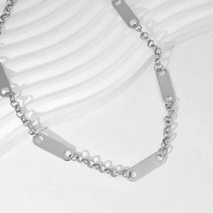 Rectangle Plate Chained Necklace