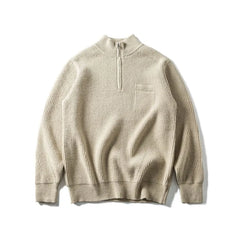 Quarter-Zip Mock-Neck Knit Sweater