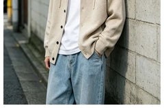 Plain Hooded Knit Cardigan