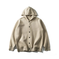Plain Hooded Knit Cardigan