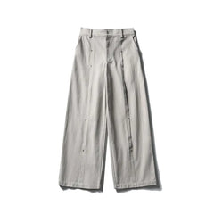 Details Herringbone Straight-Cut Relaxed Pants