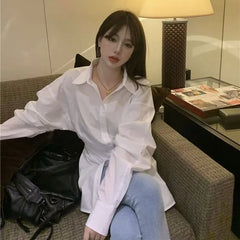 Long-Sleeve Collared Plain Button Up Shirt