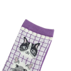 Parlor Land Cat Print Socks Pink