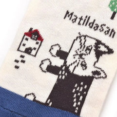 Matildasan Cat Print Socks Ivory