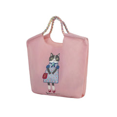 Parlor Suzurando Water Repellent Cat Embroidery Tote Bag M Size Pink
