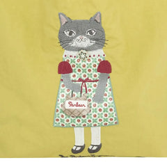 Parlor Suzurando Water Repellent Cat Embroidery Tote Bag M Size Mustard