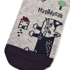 Matildasan Cat Print Socks Gray